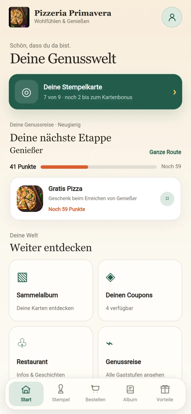 Die persönliche Genusswelt eines Gastes in LokalBonus